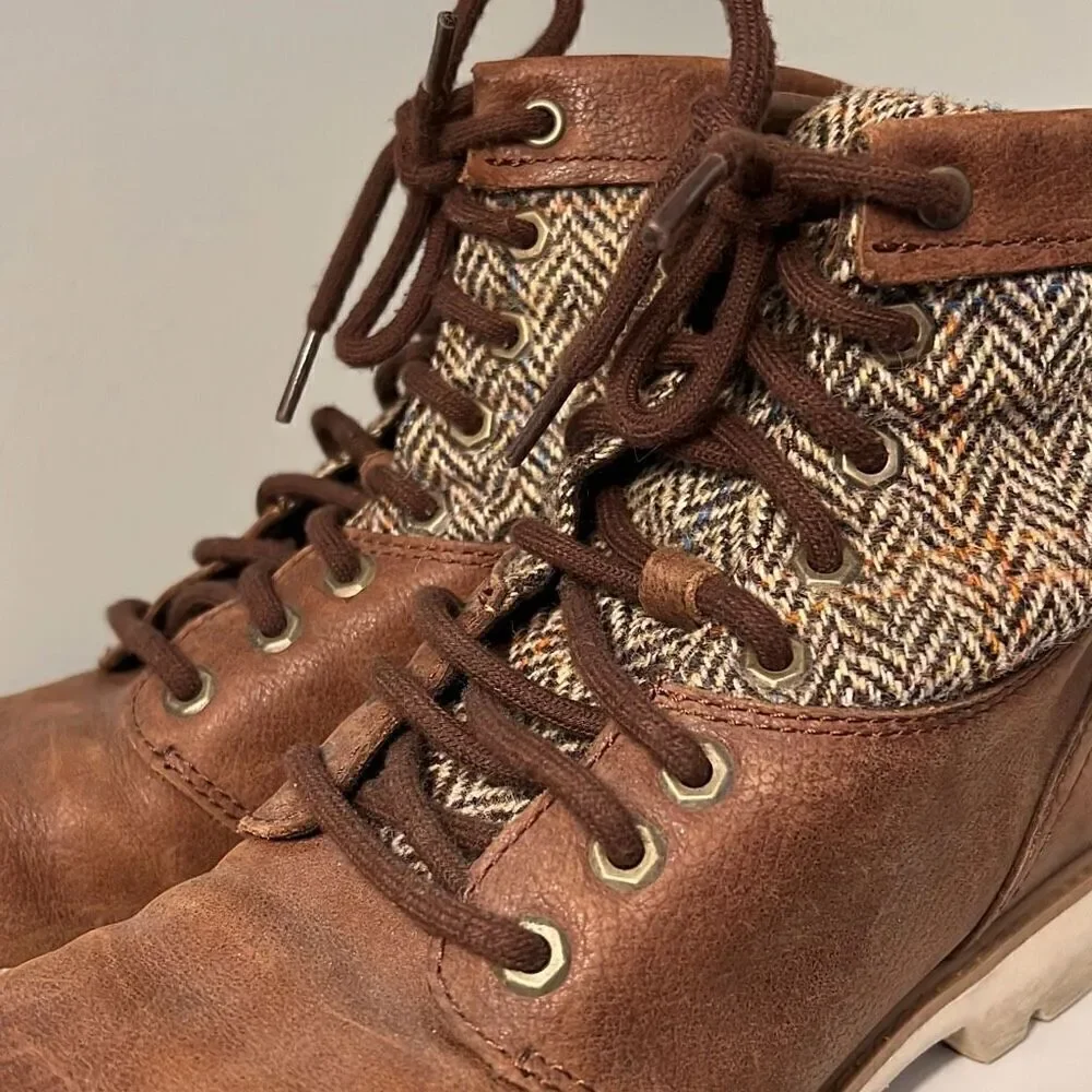 Timberland Women's Brown & Tan Tweed Leather Ankle Boots